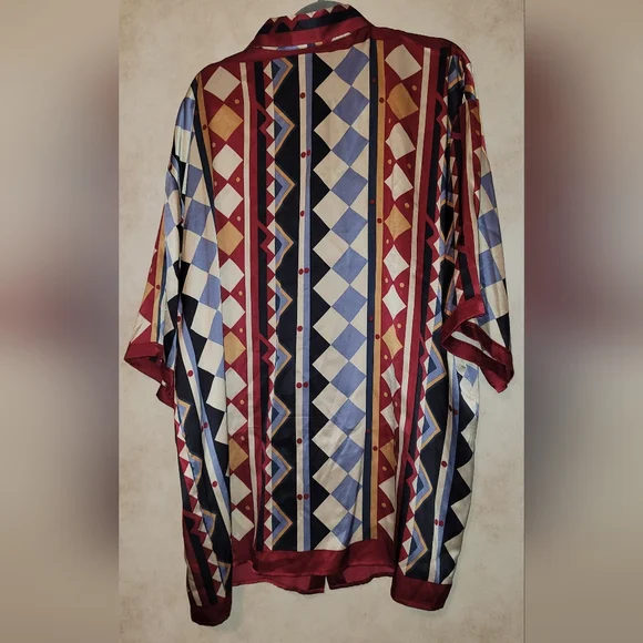 Vintage‎ Ceta Italiana 100% Silk S/S Shirt Blue Men’s 3XL *Flaw* - Picture 2 of 7